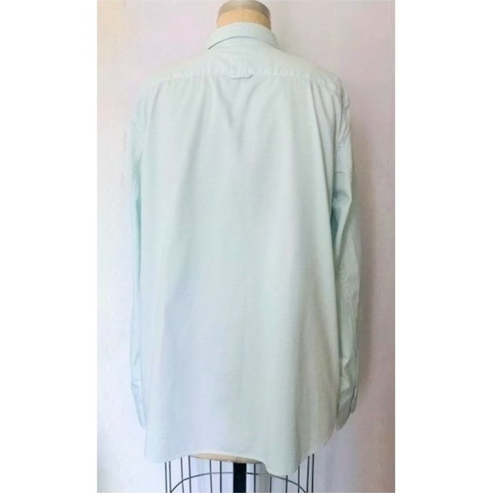 GAP AQUA BLUE WHITE STRIPE FITTED BOYFRIEND LONG SLEEVE SHIRT XL NWT - Picture 7 of 8